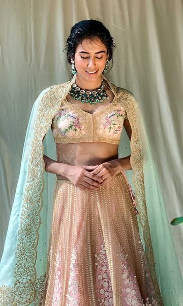 geisha designs Ivy Goddess Hand Embroidered Lehenga Set