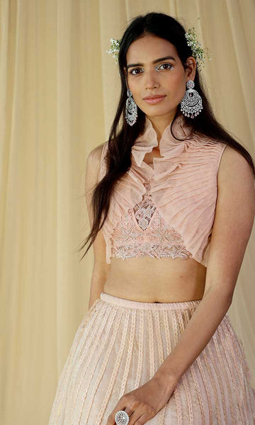 Geisha Designs Ivy Stripey Lehenga With Ruffle Blouse