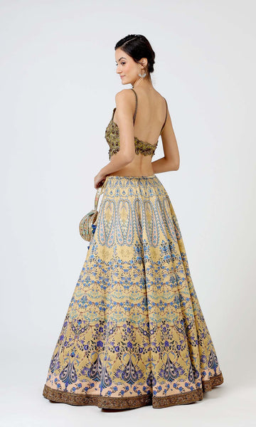 Geisha Designs Olivia Paisley Delicate Embroidered Lehenga Set