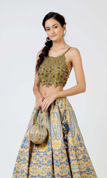 Geisha Designs Olivia Paisley Delicate Embroidered Lehenga Set