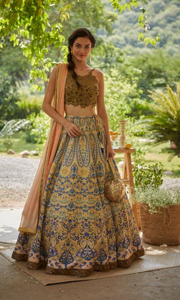 geisha designs Olivia Paisley Delicate Embroidered Lehenga Set
