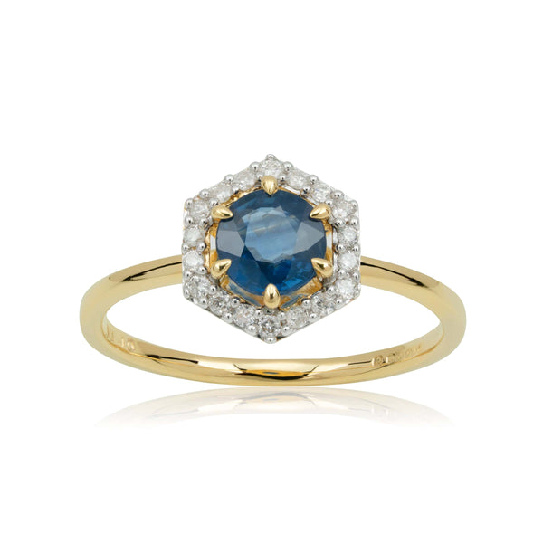 Gemondo 9ct Gold 0.92ct Sapphire & Diamond Halo Engagement Ring