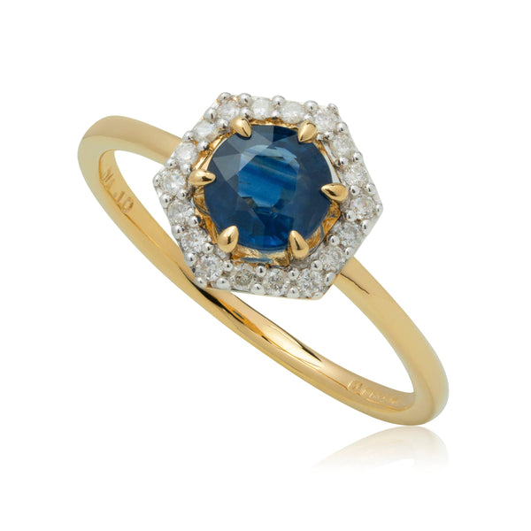 gemondo 9ct Gold 0.92ct Sapphire & Diamond Halo Engagement Ring