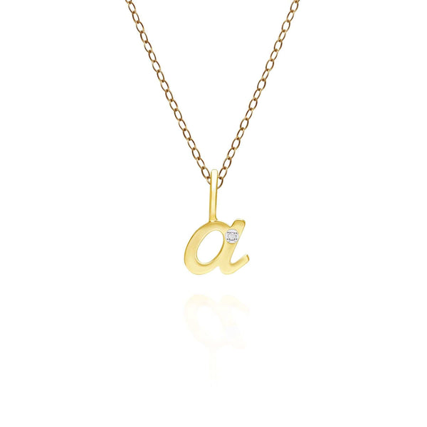 gemondo Alphabet Letter A Diamond pendant in 9ct Yellow Gold