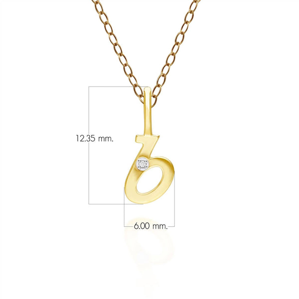 Gemondo Alphabet Letter B Diamond Pendant In 9ct Yellow Gold