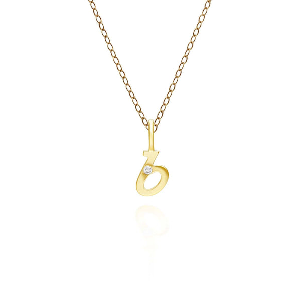 gemondo Alphabet Letter B Diamond pendant in 9ct Yellow Gold