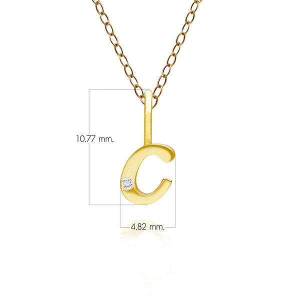 Gemondo Alphabet Letter C Diamond Pendant In 9ct Yellow Gold