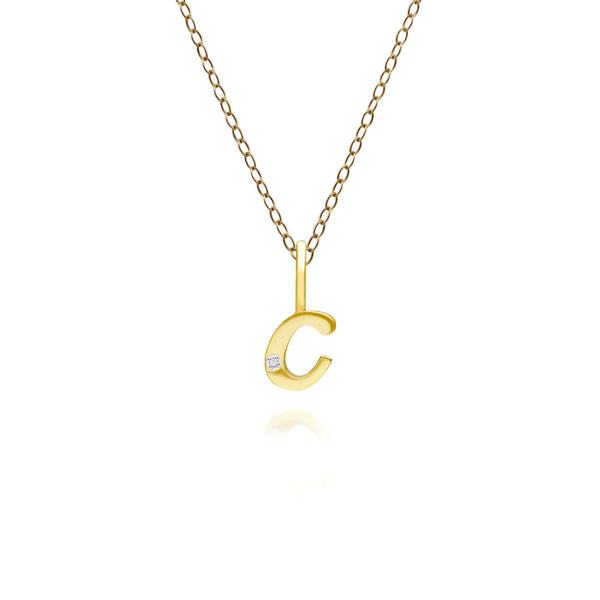 gemondo Alphabet Letter C Diamond pendant in 9ct Yellow Gold