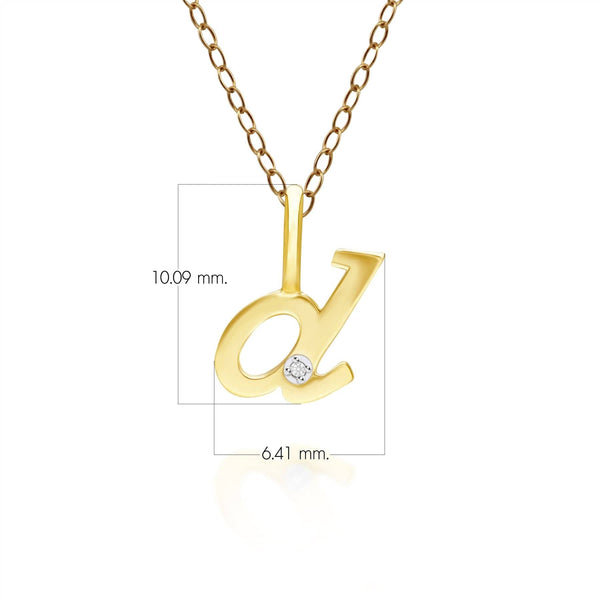 Gemondo Alphabet Letter D Diamond Pendant In 9ct Yellow Gold