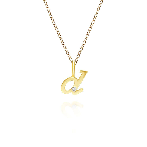 gemondo Alphabet Letter D Diamond pendant in 9ct Yellow Gold