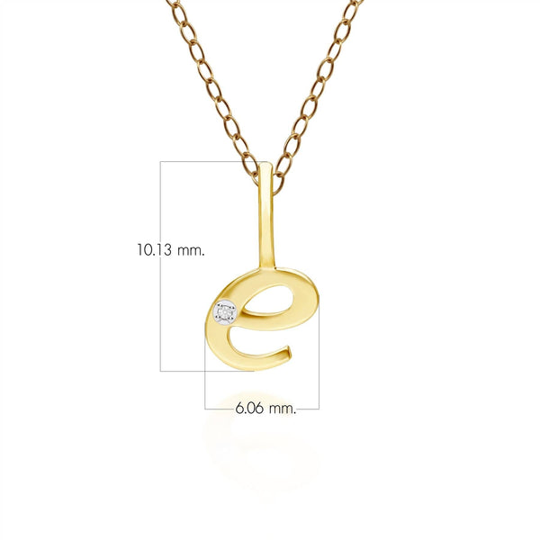 Gemondo Alphabet Letter E Diamond Pendant In 9ct Yellow Gold