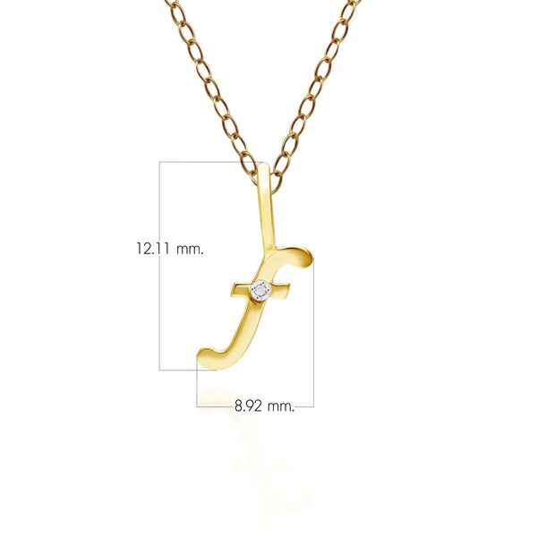 Gemondo Alphabet Letter F Diamond Pendant In 9ct Yellow Gold