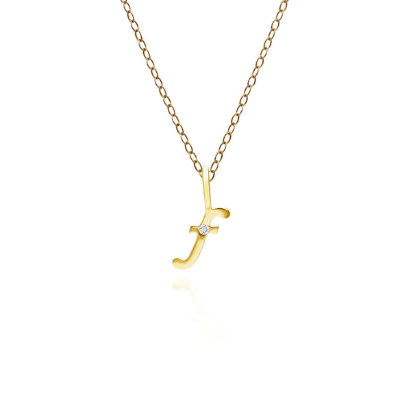 gemondo Alphabet Letter F Diamond pendant in 9ct Yellow Gold