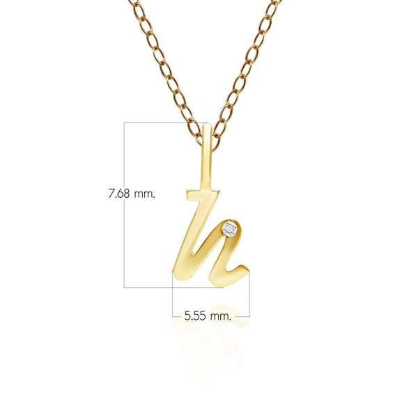 Gemondo Alphabet Letter H Diamond Pendant In 9ct Yellow Gold