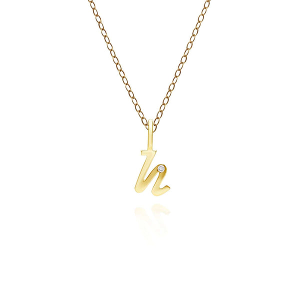 gemondo Alphabet Letter H Diamond pendant in 9ct Yellow Gold