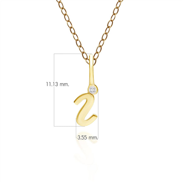 Gemondo Alphabet Letter I Diamond Pendant In 9ct Yellow Gold