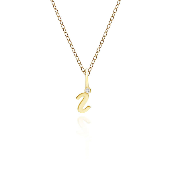 gemondo Alphabet Letter I Diamond pendant in 9ct Yellow Gold