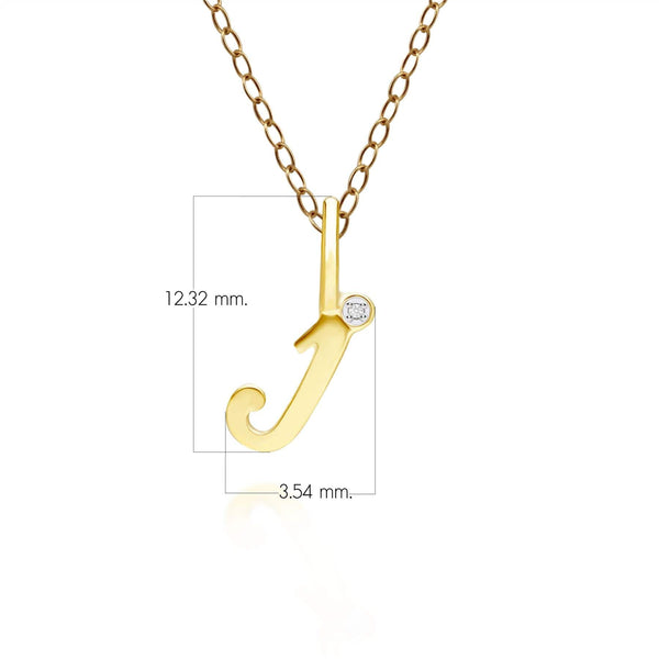 Gemondo Alphabet Letter J Diamond Pendant In 9ct Yellow Gold