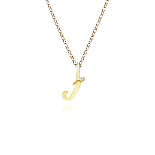 gemondo Alphabet Letter J Diamond pendant in 9ct Yellow Gold