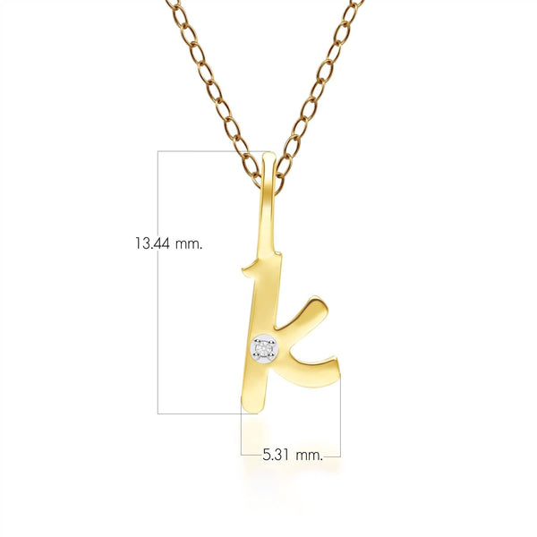 Gemondo Alphabet Letter K Diamond Pendant In 9ct Yellow Gold