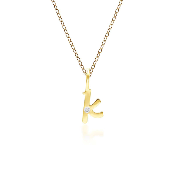 gemondo Alphabet Letter K Diamond pendant in 9ct Yellow Gold