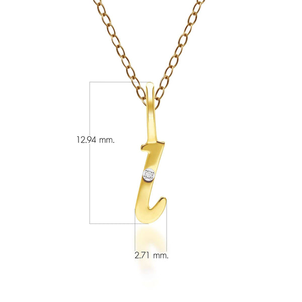 Gemondo Alphabet Letter L Diamond Pendant In 9ct Yellow Gold