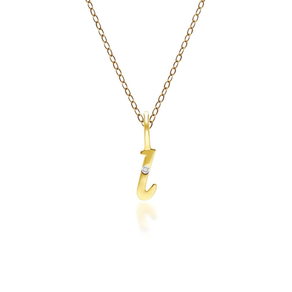 gemondo Alphabet Letter L Diamond pendant in 9ct Yellow Gold