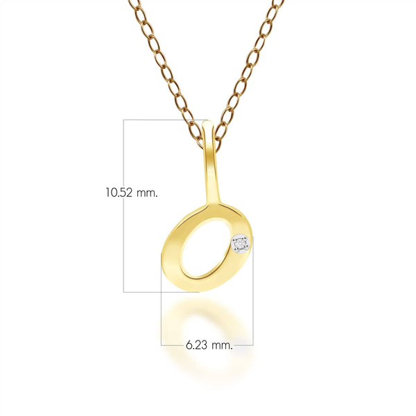 Gemondo Alphabet Letter O Diamond Pendant In 9ct Yellow Gold