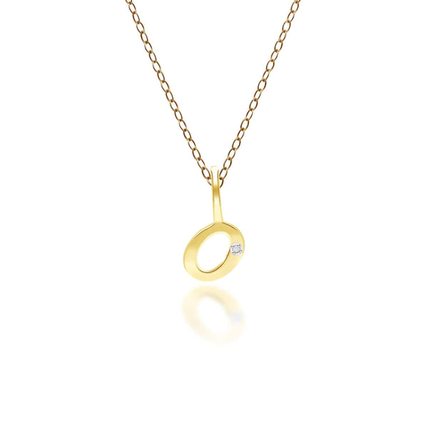 gemondo Alphabet Letter O Diamond pendant in 9ct Yellow Gold
