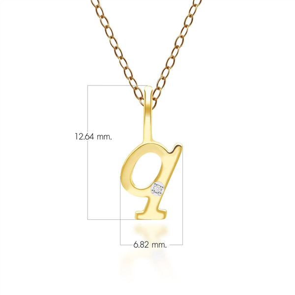 Gemondo Alphabet Letter Q Diamond Pendant In 9ct Yellow Gold