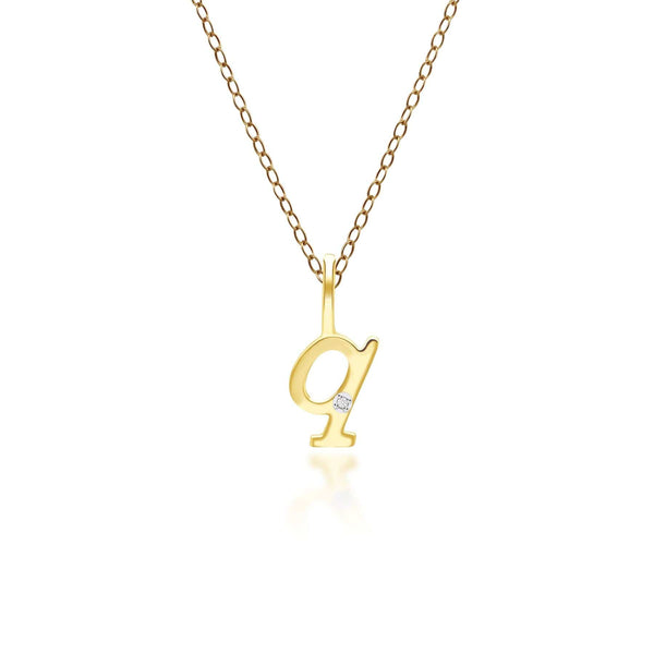 gemondo Alphabet Letter Q Diamond pendant in 9ct Yellow Gold