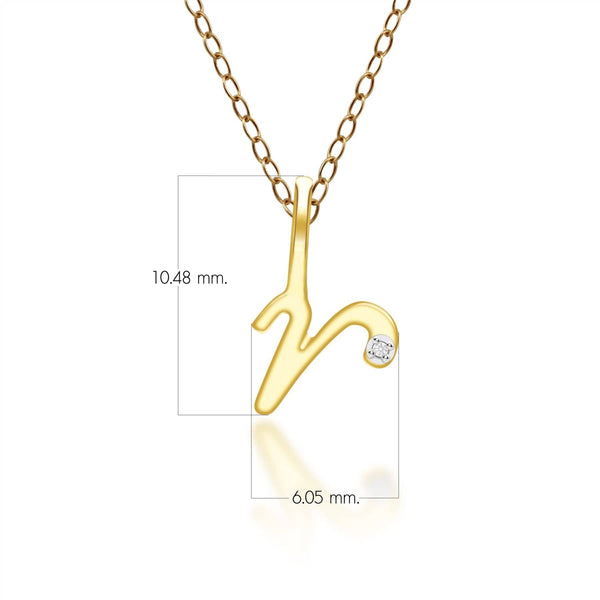 Gemondo Alphabet Letter R Diamond Pendant In 9ct Yellow Gold