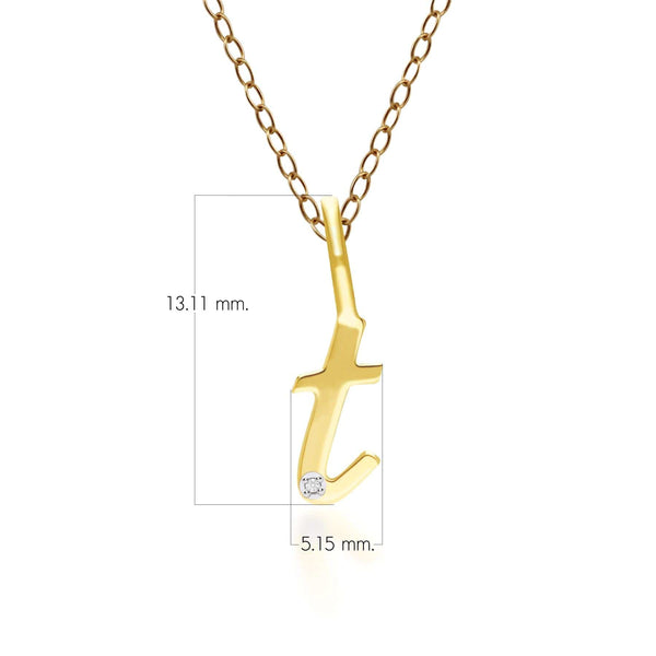 Gemondo Alphabet Letter T Diamond Pendant In 9ct Yellow Gold