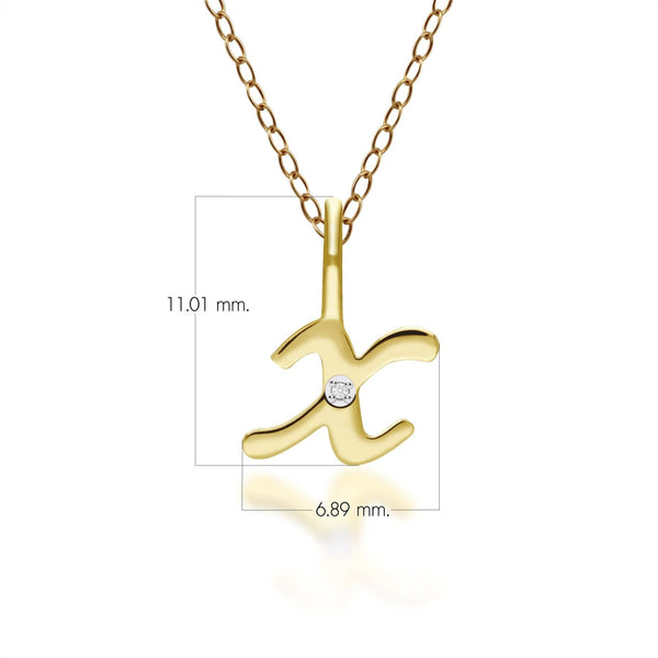 Gemondo Alphabet Letter X Diamond Pendant In 9ct Yellow Gold