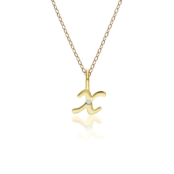 gemondo Alphabet Letter X Diamond pendant in 9ct Yellow Gold
