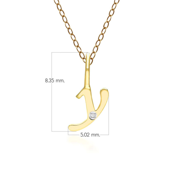 Gemondo Alphabet Letter Y Diamond Pendant In 9ct Yellow Gold