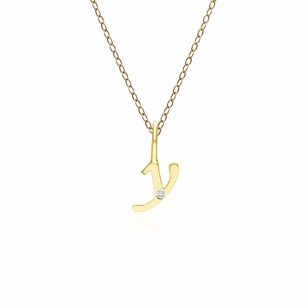 gemondo Alphabet Letter Y Diamond pendant in 9ct Yellow Gold