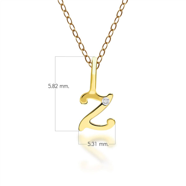 Gemondo Alphabet Letter Z Diamond Pendant In 9ct Yellow Gold
