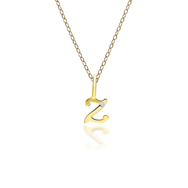 gemondo Alphabet Letter Z Diamond pendant in 9ct Yellow Gold