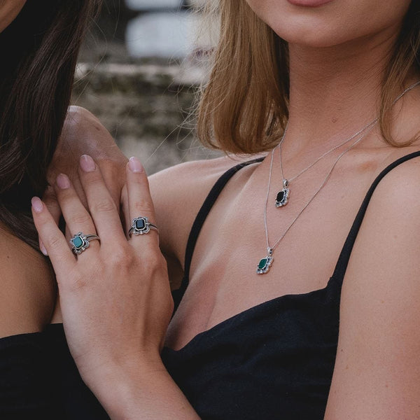 Gemondo Art Deco Style Baguette Chalcedony And Marcasite Ring In Sterling Silver