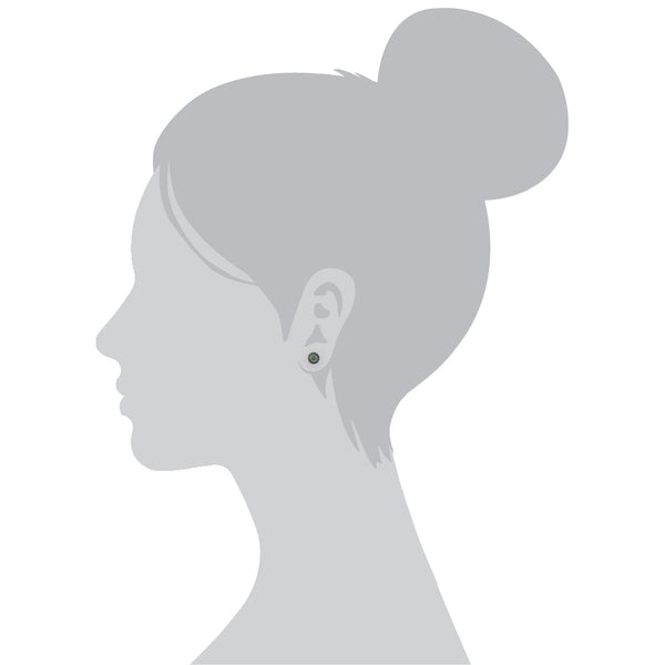 Gemondo Art Deco Style Round Green Jade & Marcasite Halo Stud Earrings In 925 Sterling Silver