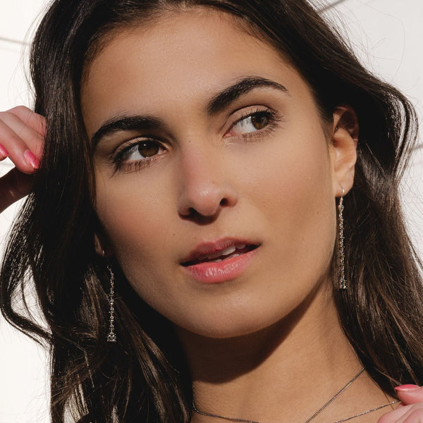 Gemondo Art Deco Style Round Marcasite Long Dangle Drop Earrings In 925 Sterling Silver