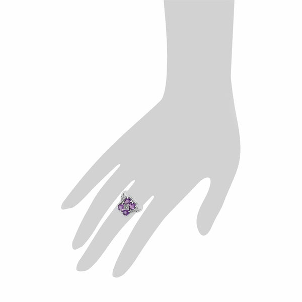 Gemondo Art Nouveau Inspired Amethyst Statement Ring In 925 Sterling Silver