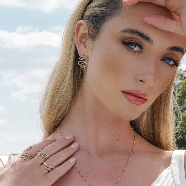 Gemondo Art Nouveau Marcasite Snake Wrap Earrings In 18ct Gold Plated Silver