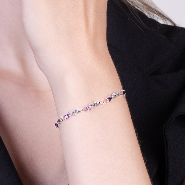 Gemondo Art Nouveau Style Amethyst & Marcasite Tennis Bracelet