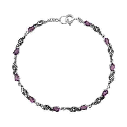 gemondo Art Nouveau Style Amethyst & Marcasite Tennis Bracelet