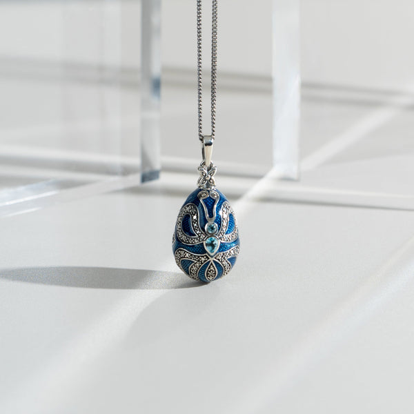 Gemondo Art Nouveau Style Pear Blue Topaz Egg Pendant