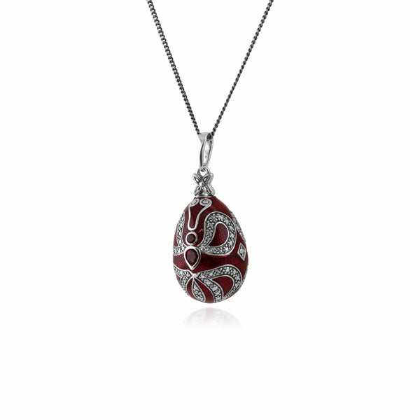 Gemondo Art Nouveau Style Pear Garnet Egg Style Pendant In 925 Sterling Silver