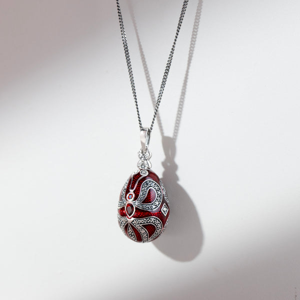 Gemondo Art Nouveau Style Pear Garnet Egg Style Pendant In 925 Sterling Silver