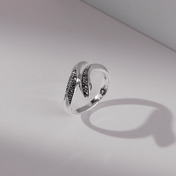 Gemondo Art Nouveau Style Round Emerald & Marcasite Snake Ring In 925 Sterling Silver